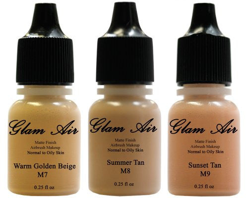 Set of 3 Matte Airbrush Foundation Bases - Warm Golden Beige & Soft Shade