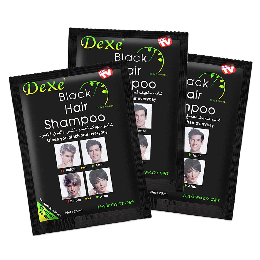 Black Hair Dye Shampoo - 10x25ml Herbal Color Treatment