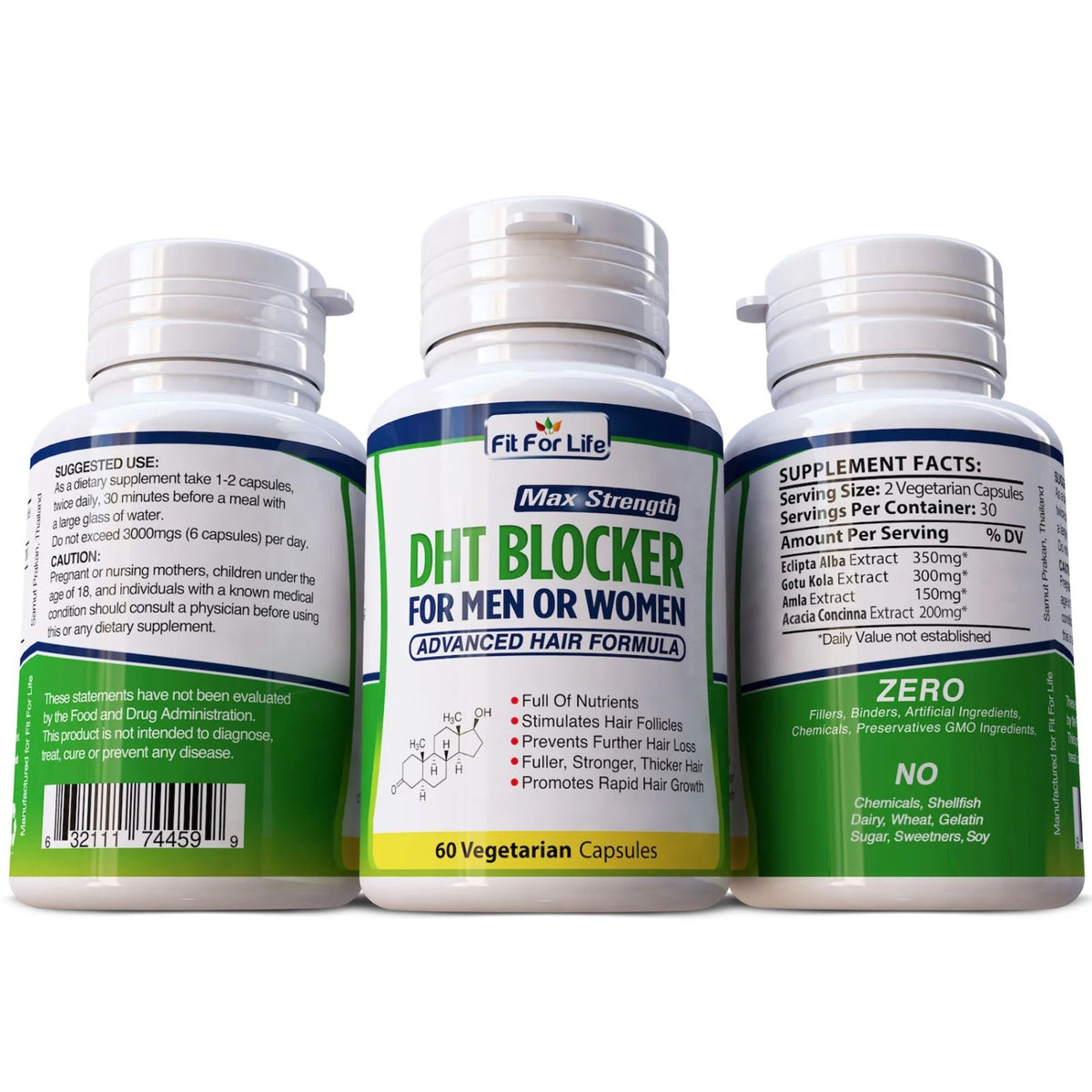 3 X DHT BLOCKER HAIR FAST GROWTH HERBAL SUPPLEMENT 60+60+60 CAPS