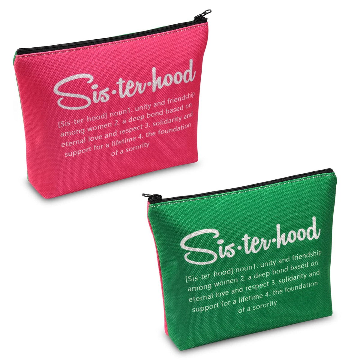 Sorority Graduation Cosmetic Bag Pink and Green Travel Organizer Gift