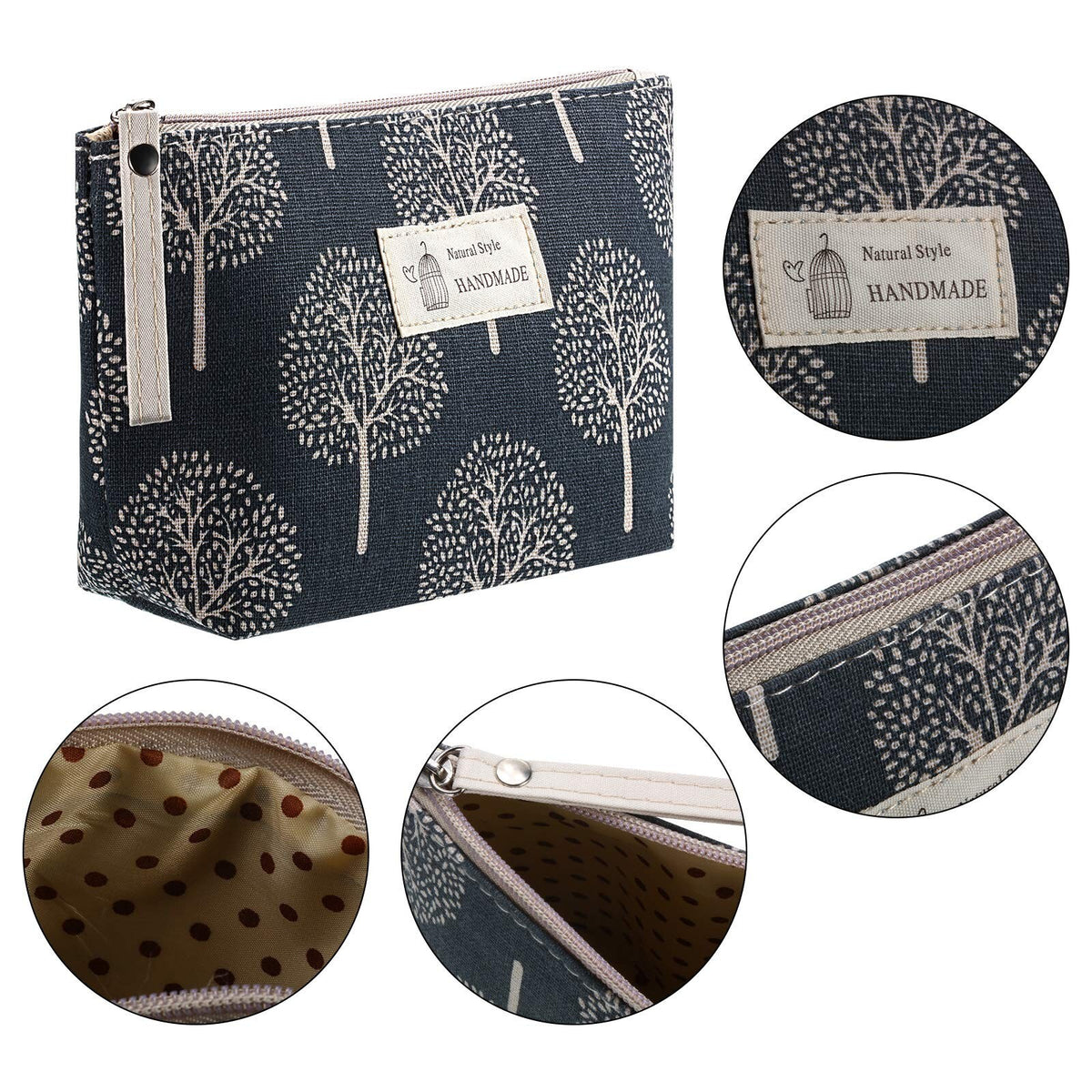 4-Piece Canvas Makeup Bags Set with Zipper - Multi-Style Travel Toiletry Organizer