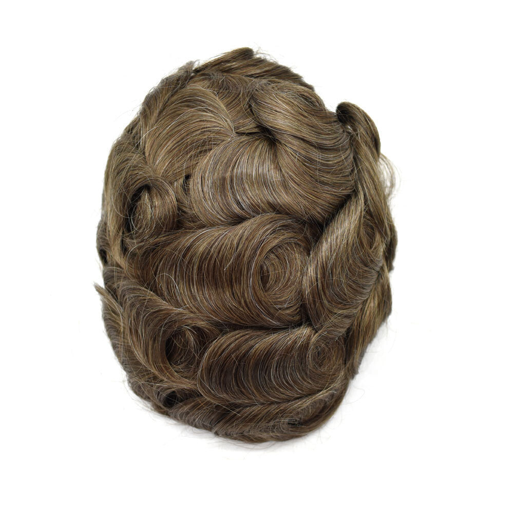 Men's Hair Replacement System Full Poly Skin Toupee - Remy Human Hair Wig
