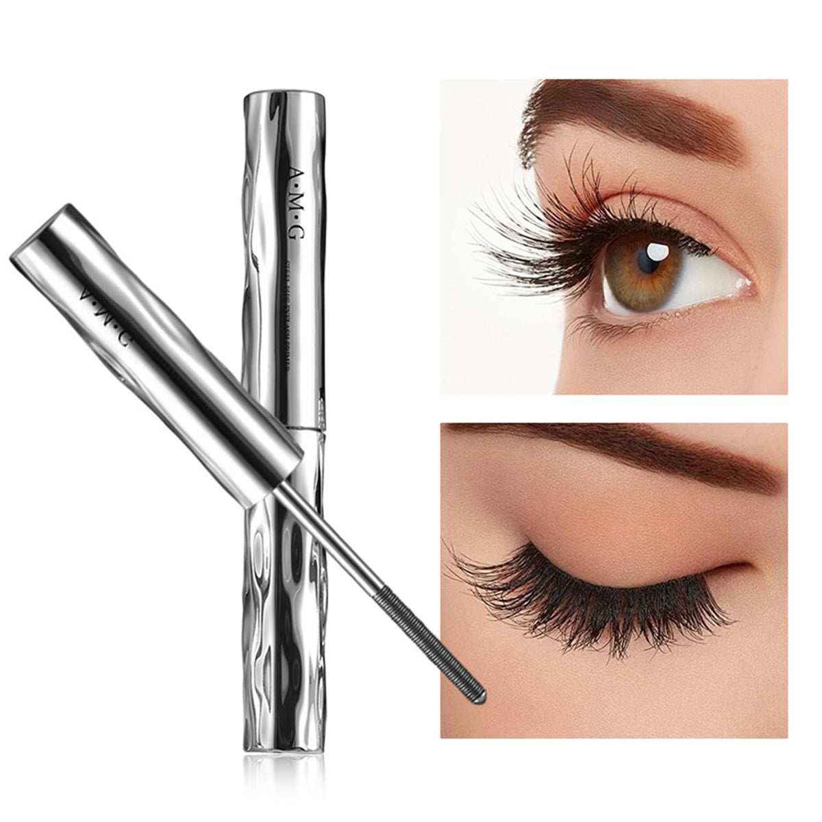 Waterproof Tubular Eyelash Primer & Curl Mascara with Metal Wand