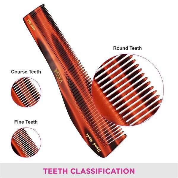 Vega Handmade Hair Comb - Graduated Hair Dressing Tool for Men & Women
