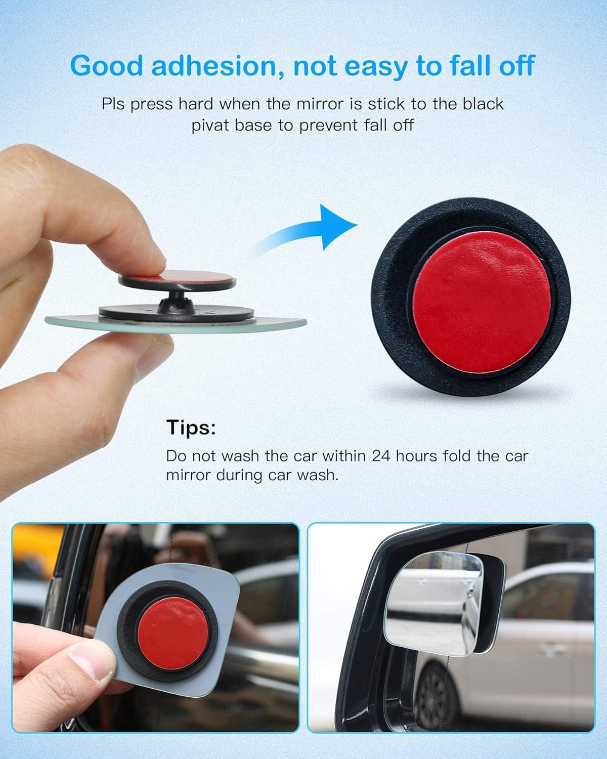 2 Pcs Frameless Fan-Shaped Blind Spot Mirrors for Car Side View