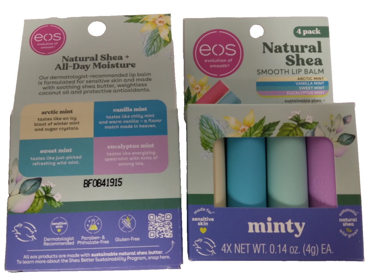 Natural Shea Lip Balm Set - Mint, Vanilla, Eucalyptus & Sweet Flavors