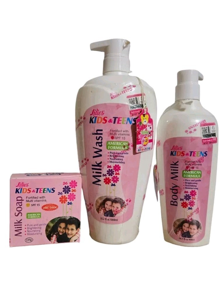 Kids Body Milk, Shower Gel & Soap Set - SPF 15