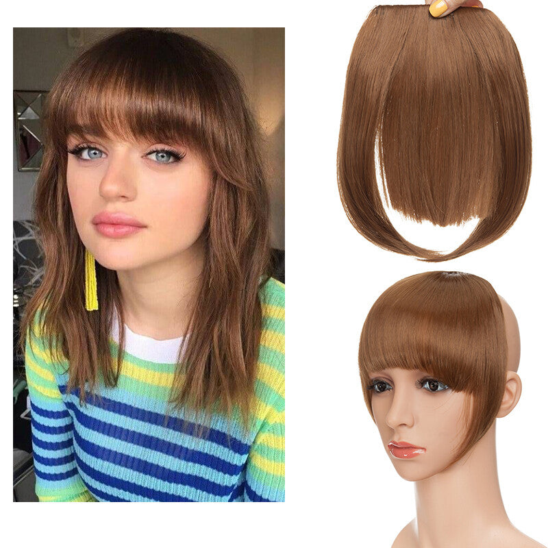 Clip-In Hair Bangs Extensions - Wispy, Natural, 9-inch Styles