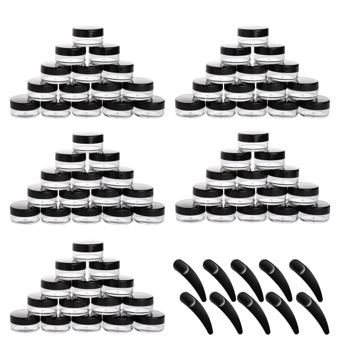 Refillable Cosmetic Sample Jars Set - 100 Pack 10g Travel Containers with Lids & Spatulas
