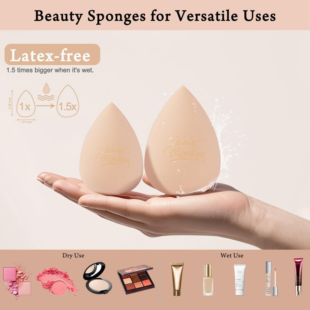 Makeup Sponge Set 7 Pcs Latex Beauty Blenders with Travel Case