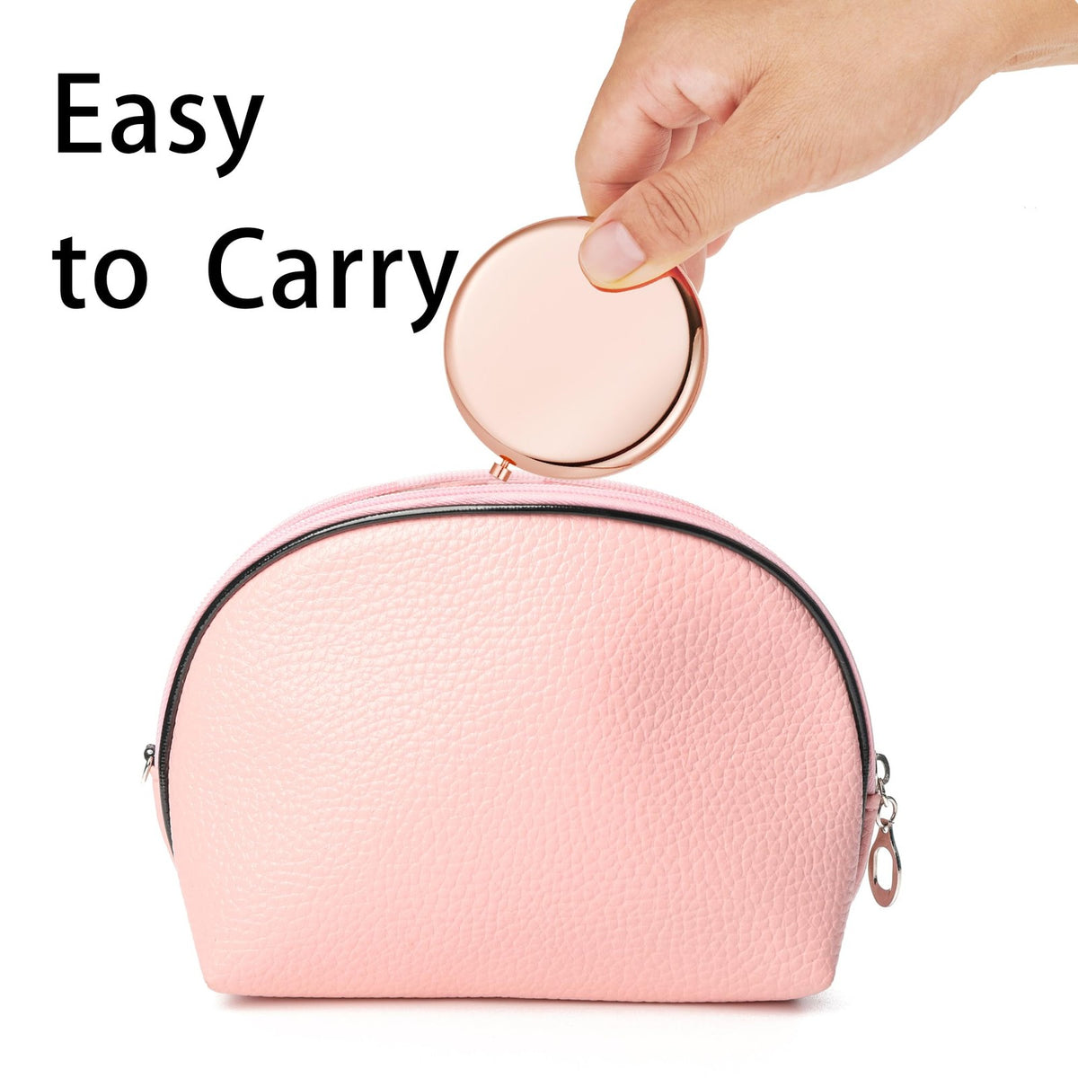 Pocket Travel Makeup Mirror with 1X & 2X Magnification - Compact Metal Round Shell