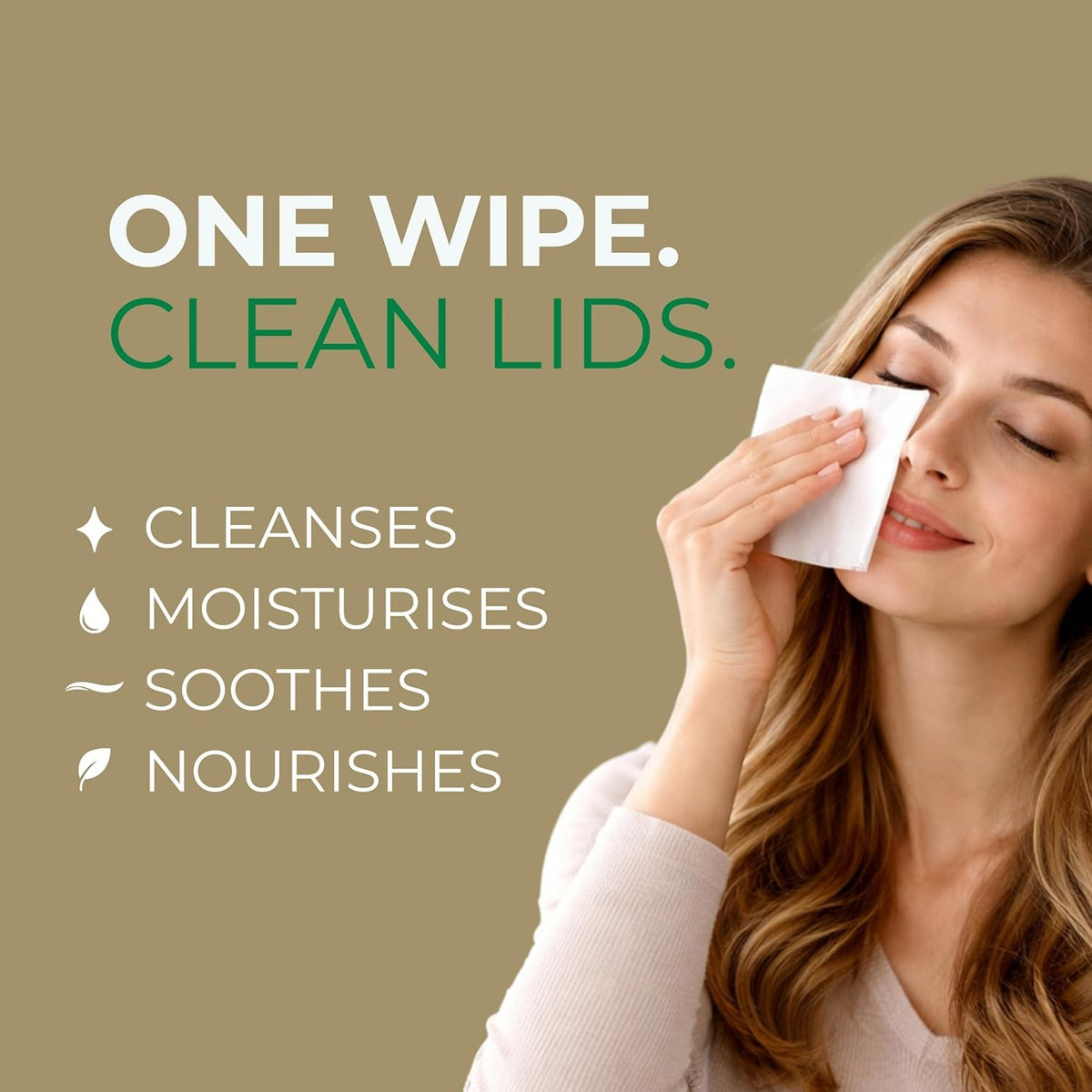 Eyelid & Lash Cleansing Wipes with Coconut & Tea Tree Oil for Demodex & Blepharitis