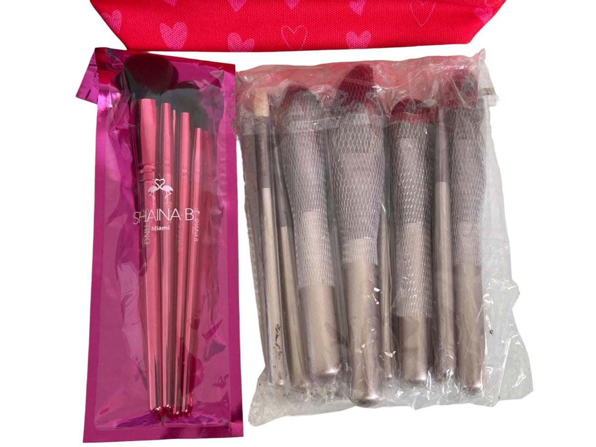 Makeup Brush Set 17 Pieces with Cosmetic Bag - Synthetic Hair Brushes
