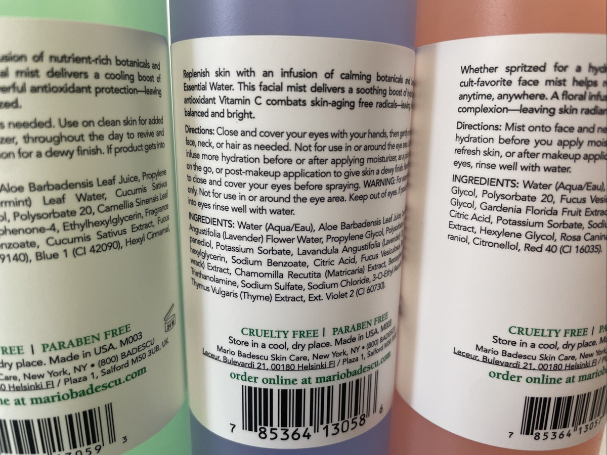 3 Pack Facial Sprays with Aloe Cucumber Rosewater Lavender 6oz - Cooling Skincare Set