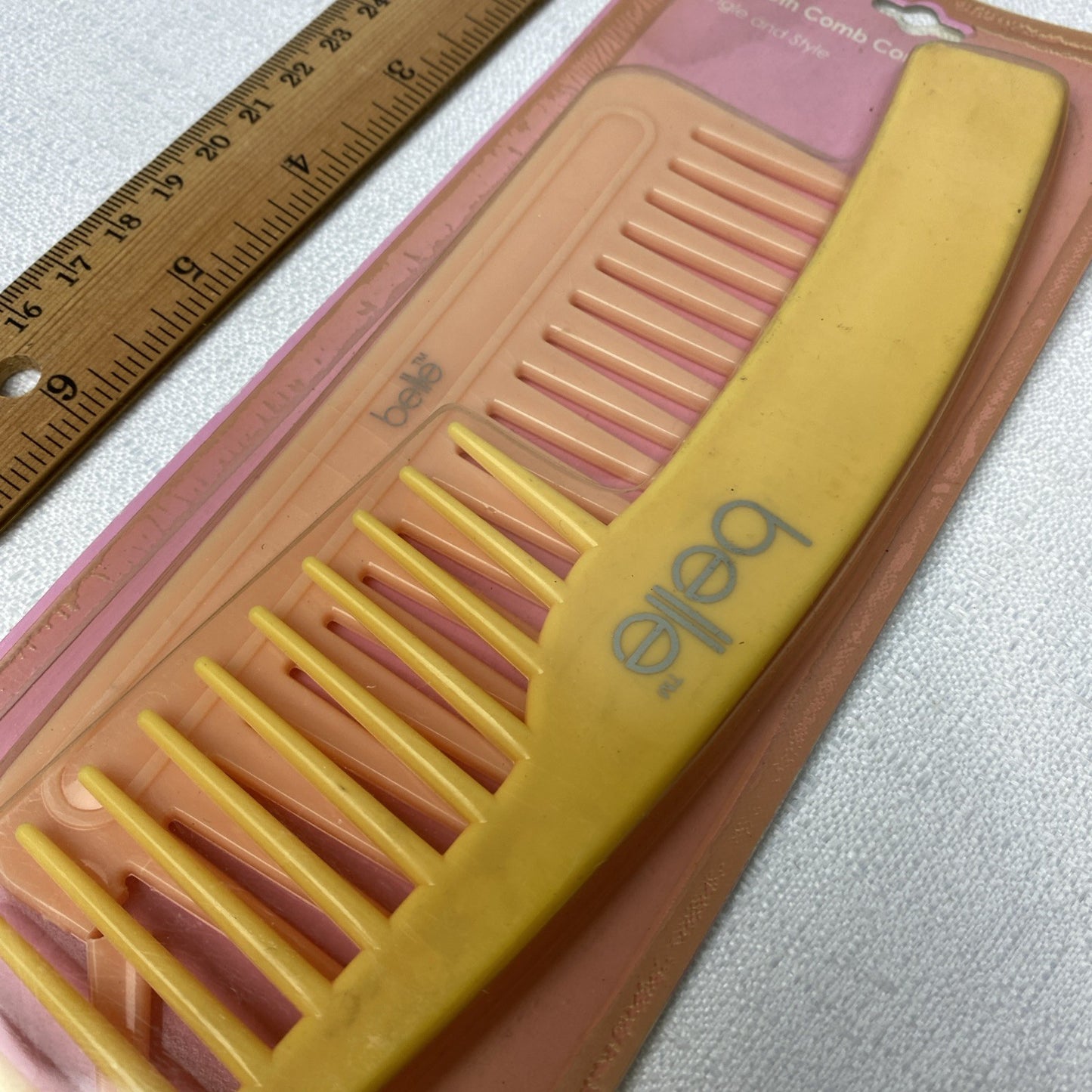 Vintage Belle Wide Tooth Comb Set - 1980s NOS Peach Hair Accessories