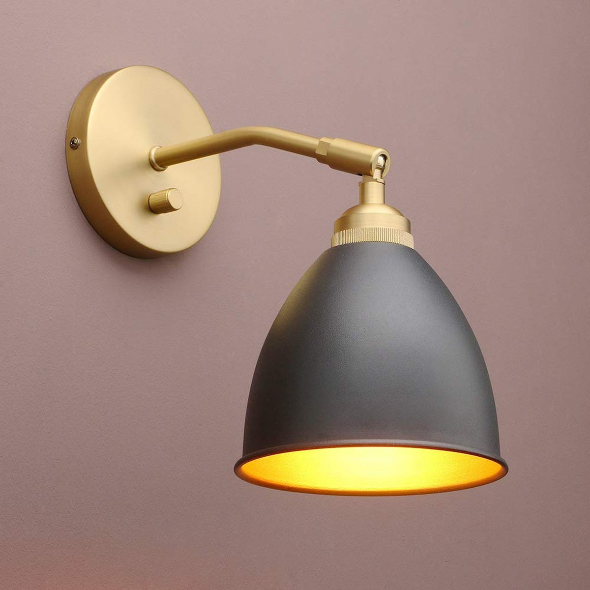 Vintage Wall Sconce Bookcase Light with Dimmable LED, Black Metal Shade