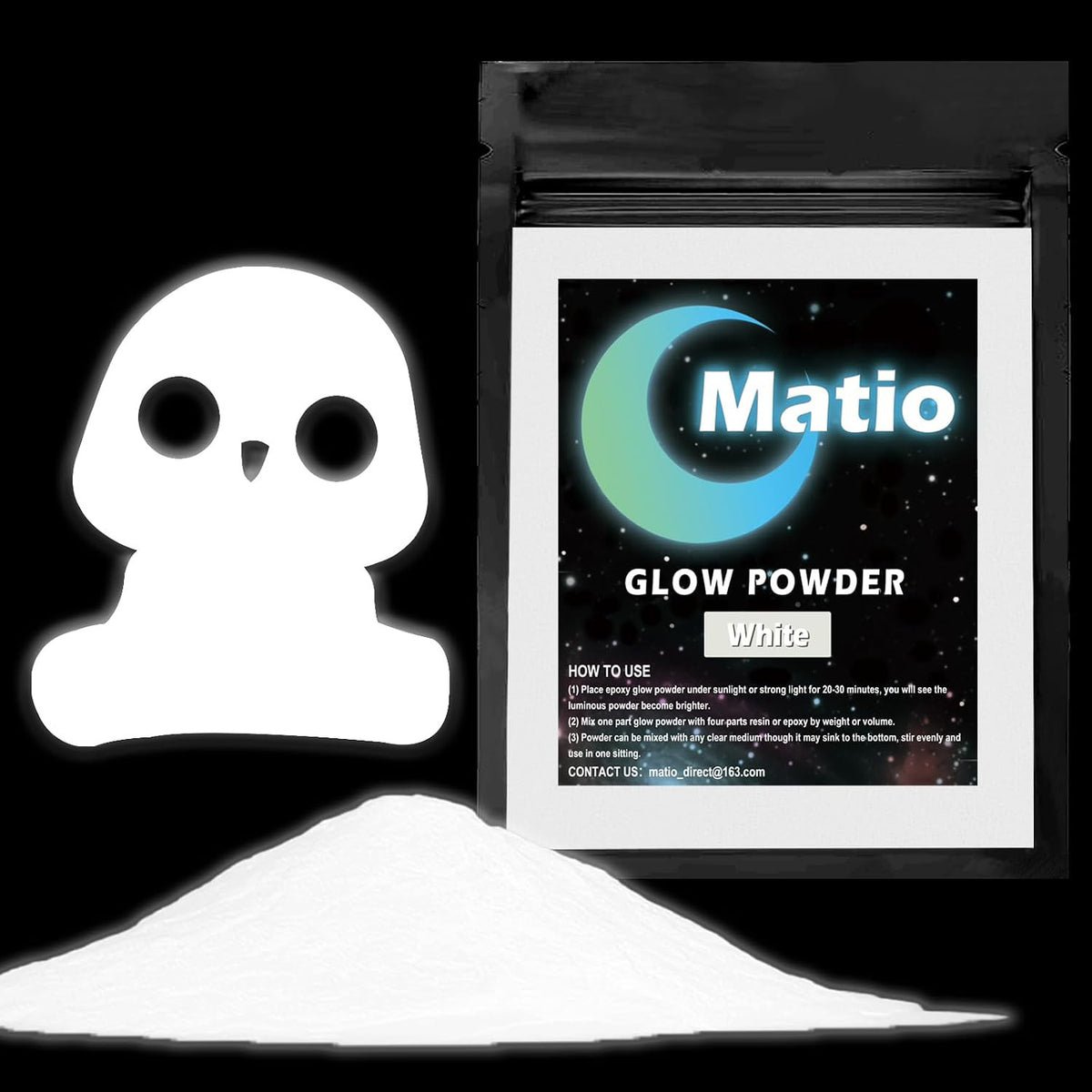 Glow in the Dark Pigment Powder 15G White Luminous Craft Paint for Resin & Art