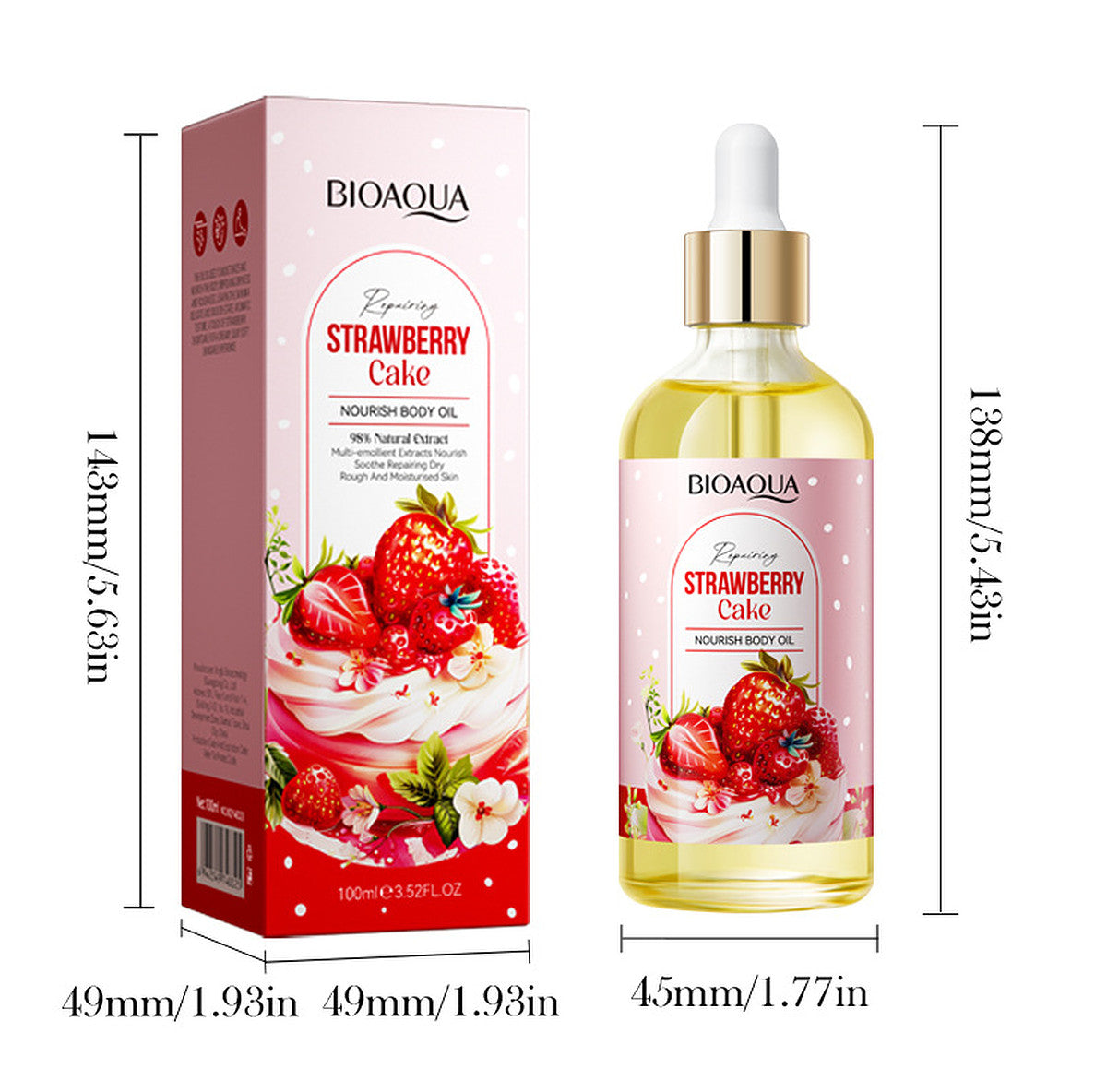 Bioaqua Strawberry Cake Body Oil Nourishing Moisturizing Skin Care