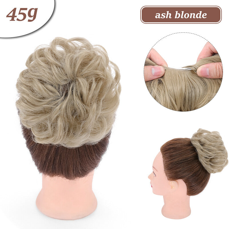 Natural Curly Messy Bun Hair Piece Extensions - Real Human Hair, Updo Scrunchie