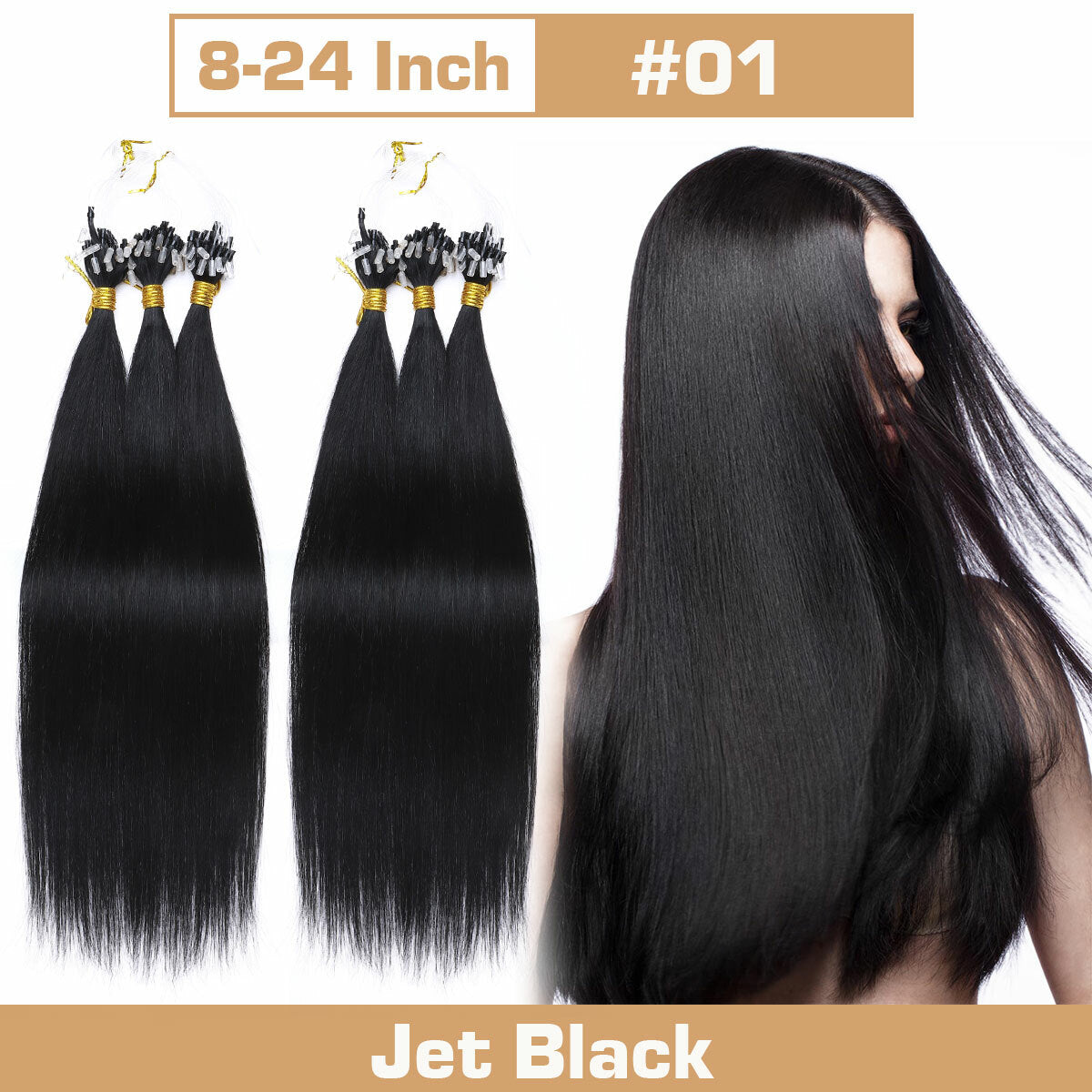 Thick Micro Loop Human Hair Extensions - Remy 100% Human Hair, Nano Beads, Multiple Lengths & Colors