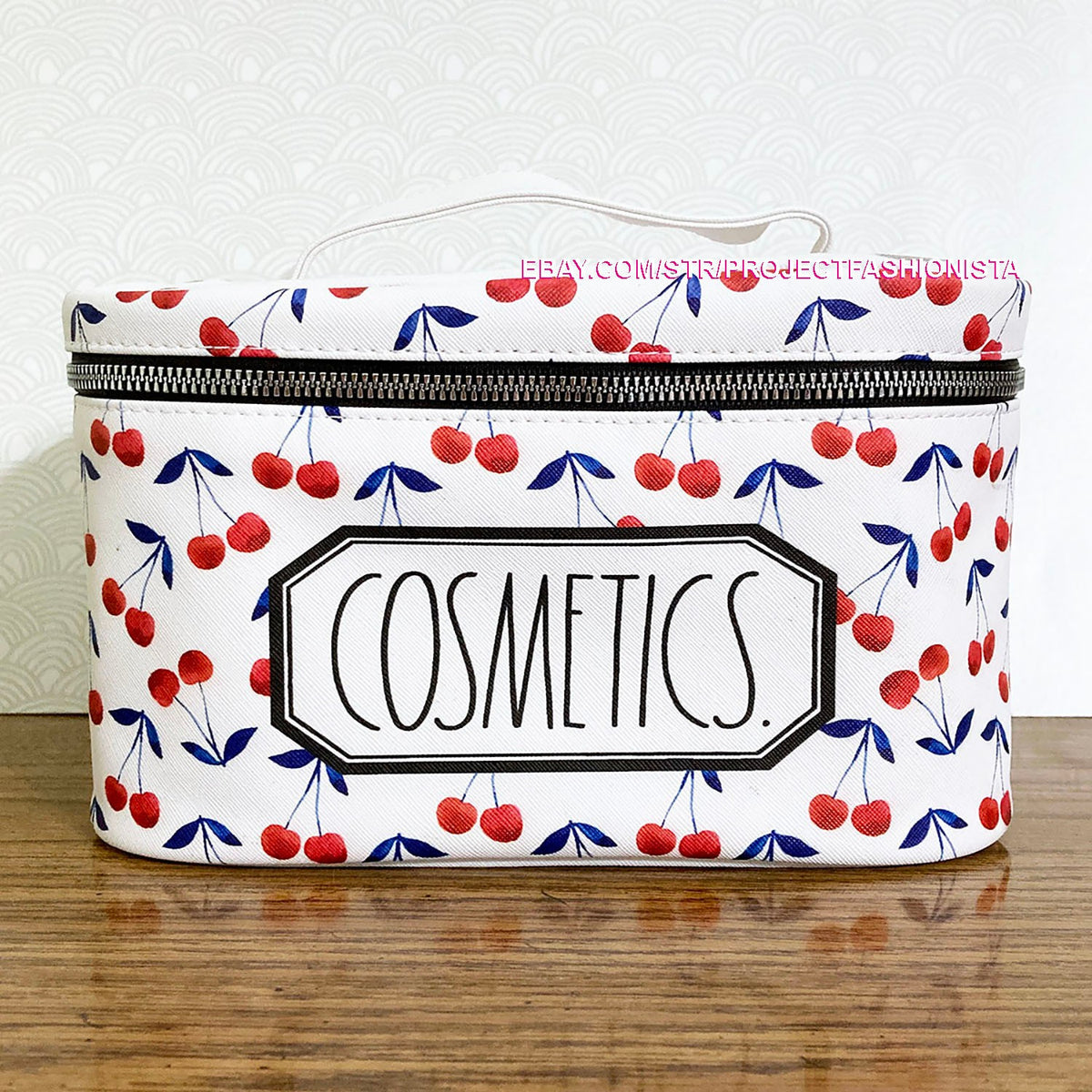 Large Makeup & Travel Cosmetic Train Case with Cherry Design