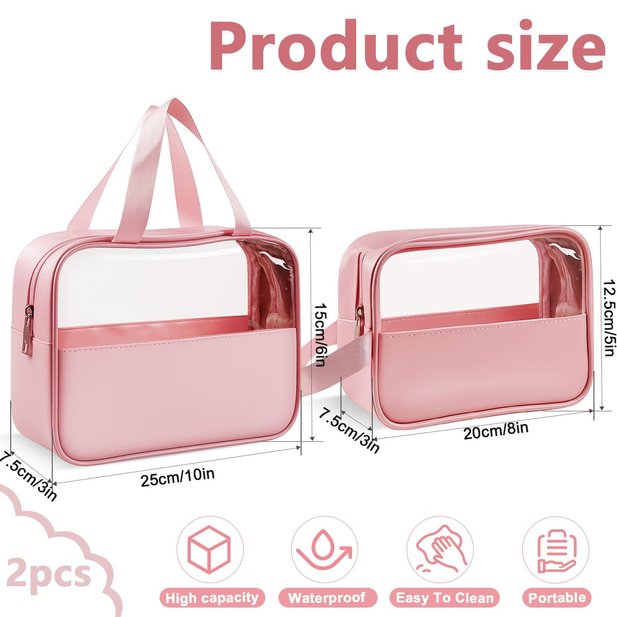 TSA Approved Clear Toiletry & Makeup Bags Set Travel Organizer