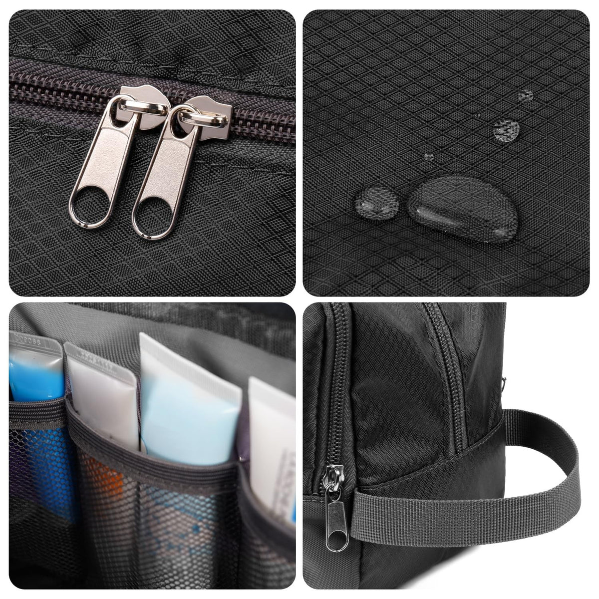 Men's Water-Resistant Travel Toiletry Bag Dopp Kit with Multiple Compartments