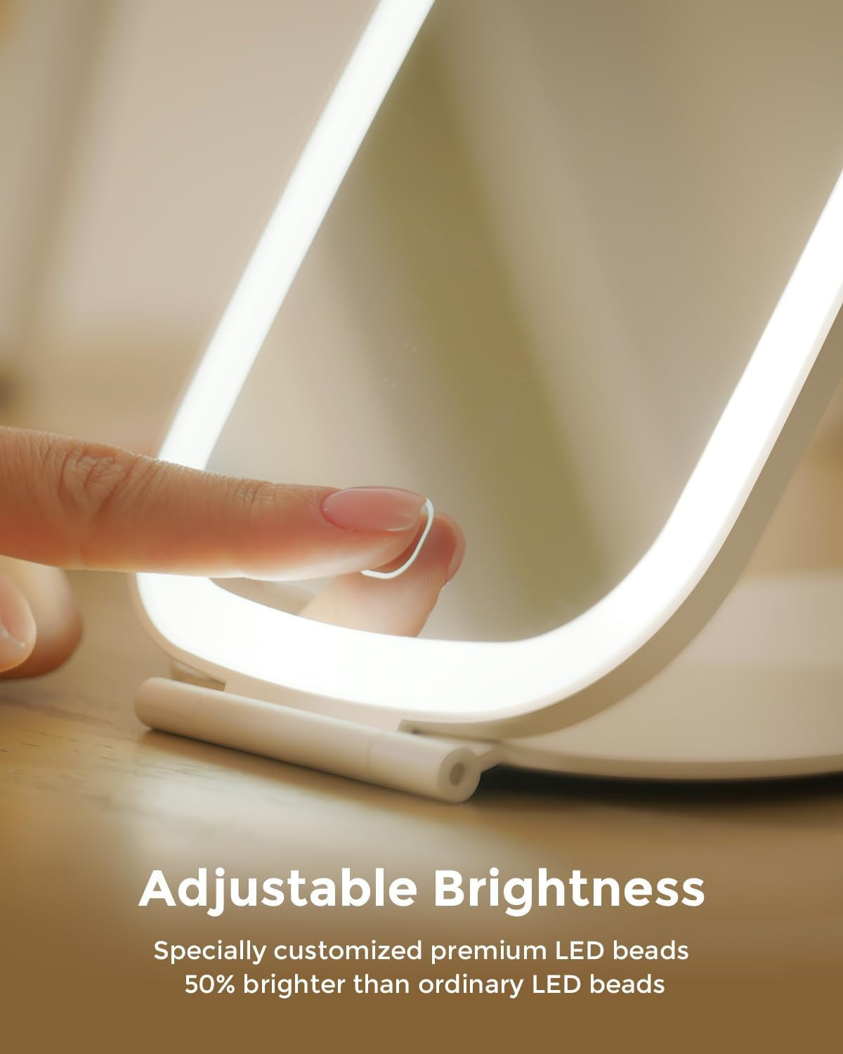 Rechargeable LED Travel Makeup Mirror 7x5 Inch with Bright Light