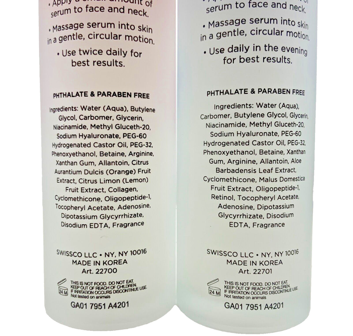 Dark Spot Correcting & Night Repair Facial Serum Set - Vitamin C, Retinol, Hyaluronic Acid