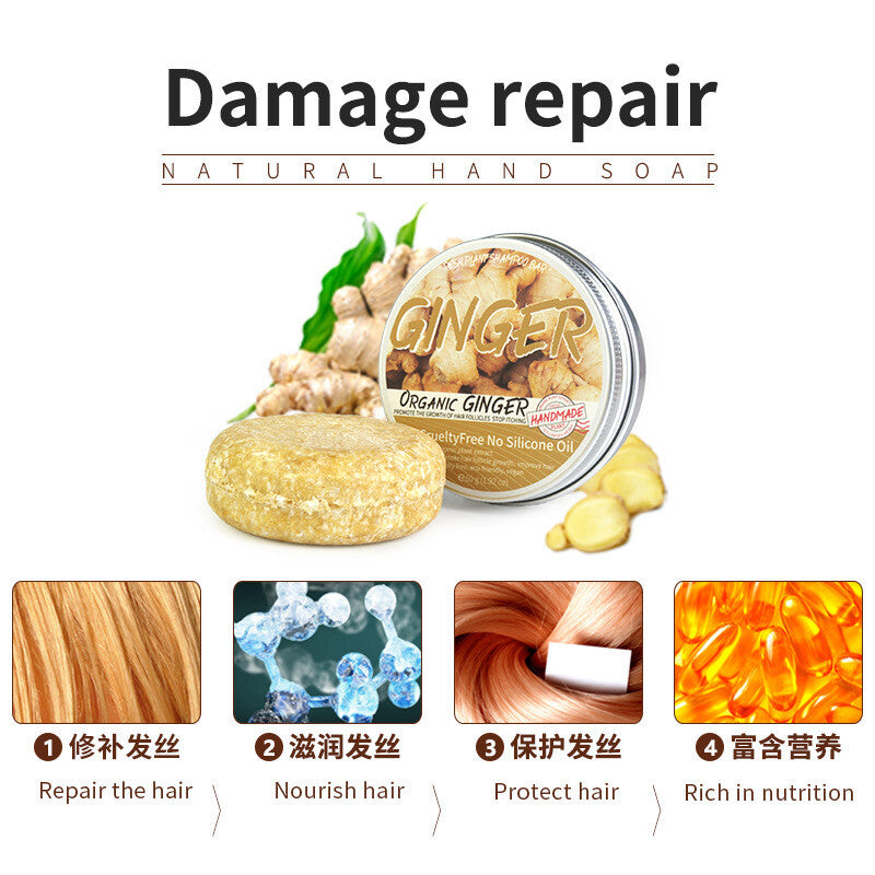 Organic Ginger Hair Regrowth Shampoo Bar for Hair Loss & Scalp Care