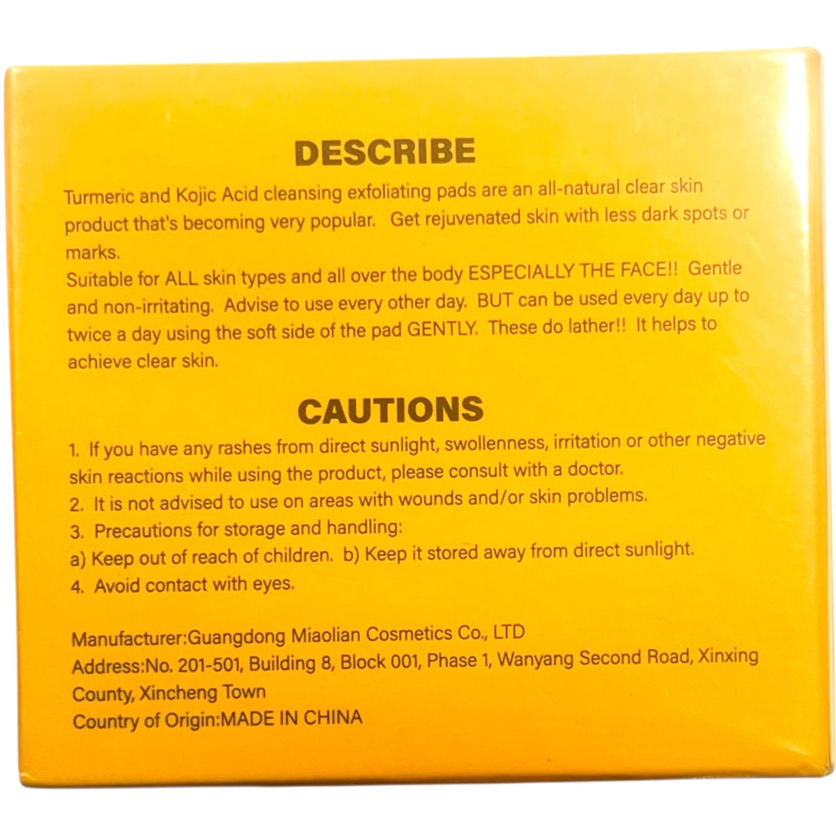 Turmeric Cleansing Pads, Exfoliating Face Scrub Pads - 50 Pack