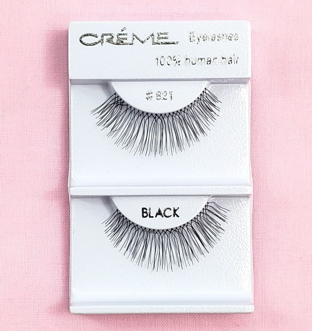 12 Pack Natural Human Hair False Eyelashes #821 - Lightweight & Handmade