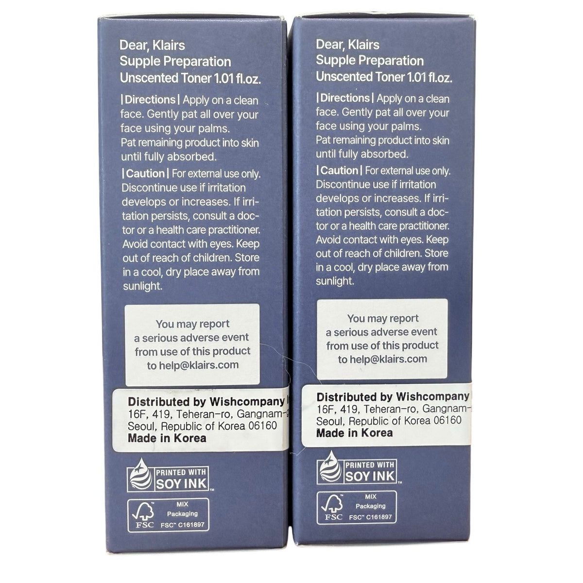 2 Pack Unscented Facial Toner - Klairs Supple Preparation 1.01 Oz Each