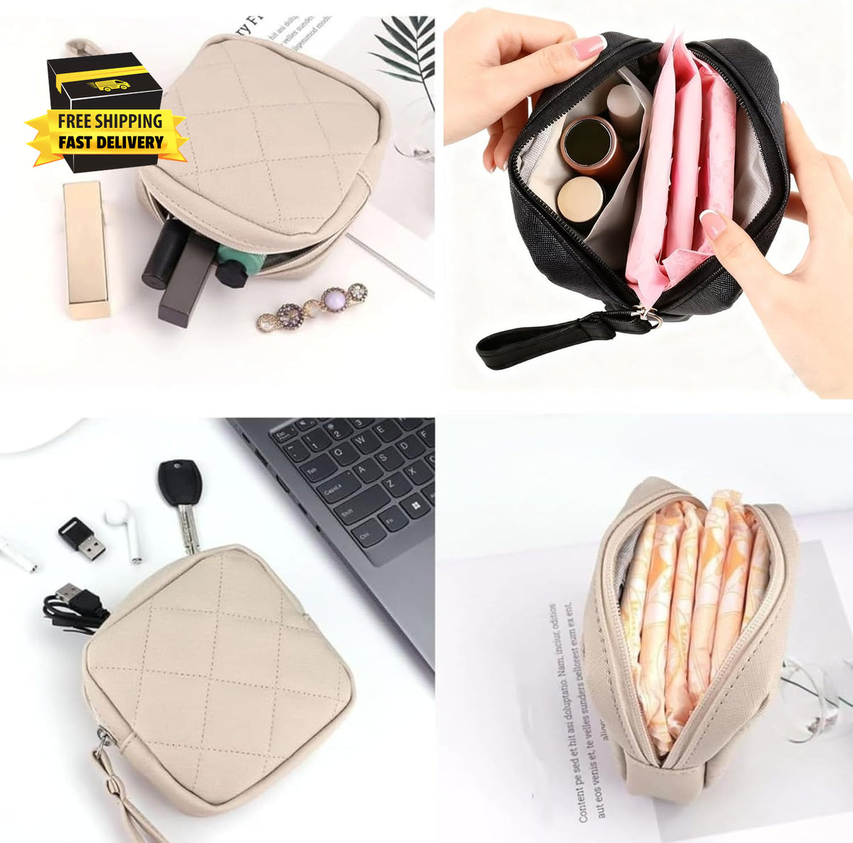 Mini Waterproof Makeup Bag for Women, Portable Cosmetic Pouch, Travel Storage
