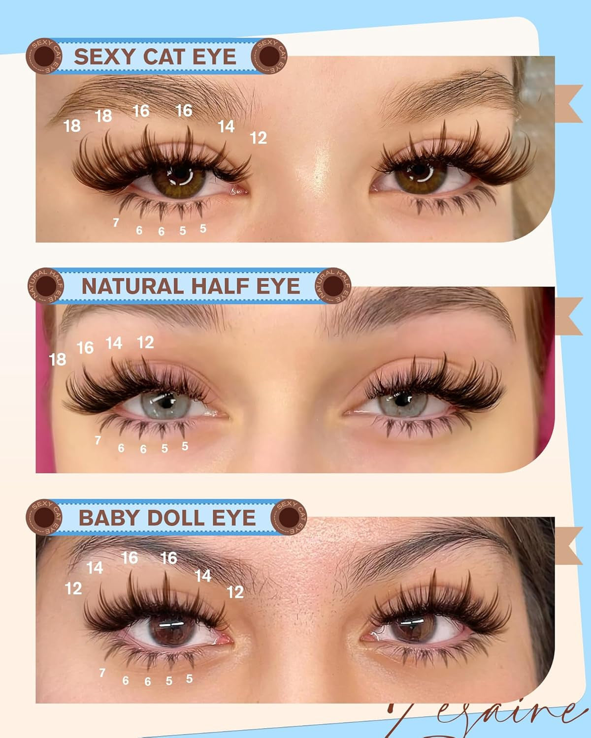 Brown Wispy Lash Clusters 12-18mm False Eyelash Extensions - 264PCS