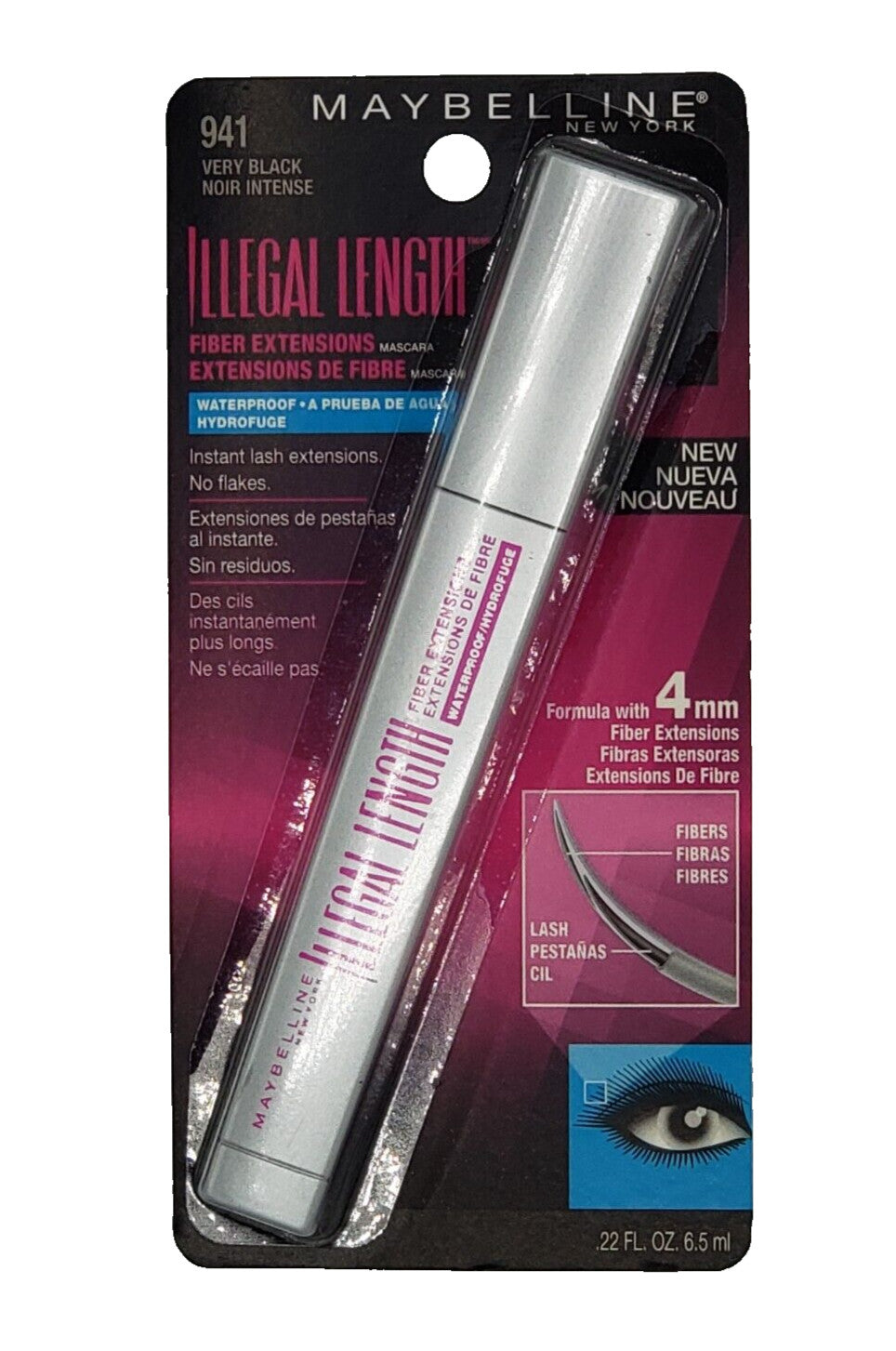 Waterproof Maybelline Illegal Length Mascara - Very Black, 941