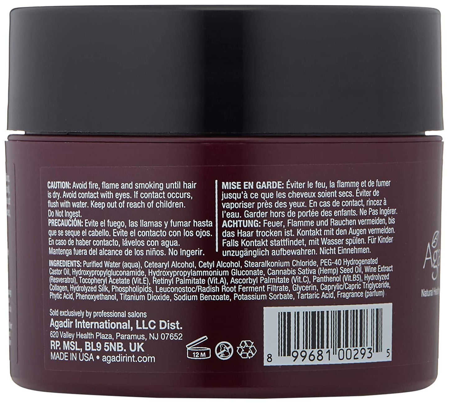 Hemp & Red Wine Deep Repair Hair Mask - Restores & Strengthens, 8 Fl oz