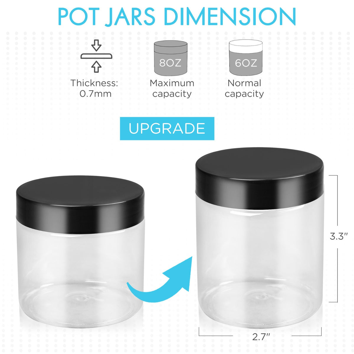 15 Pack 8 Oz Plastic Refillable Jars with Lids for Food, Cosmetics, Crafts
