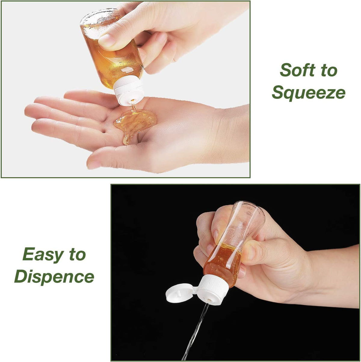 25 Travel Refillable Plastic Bottles 50ml with Transparent Screw-On Caps