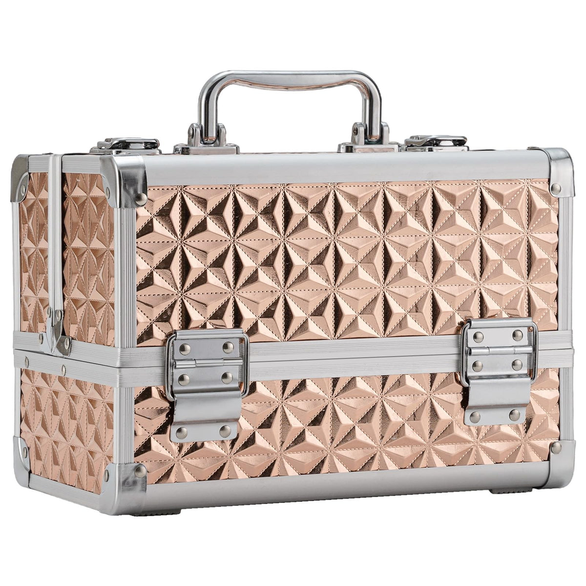 Lighted Makeup Train Case with Mirror Rose Gold Portable Organizer