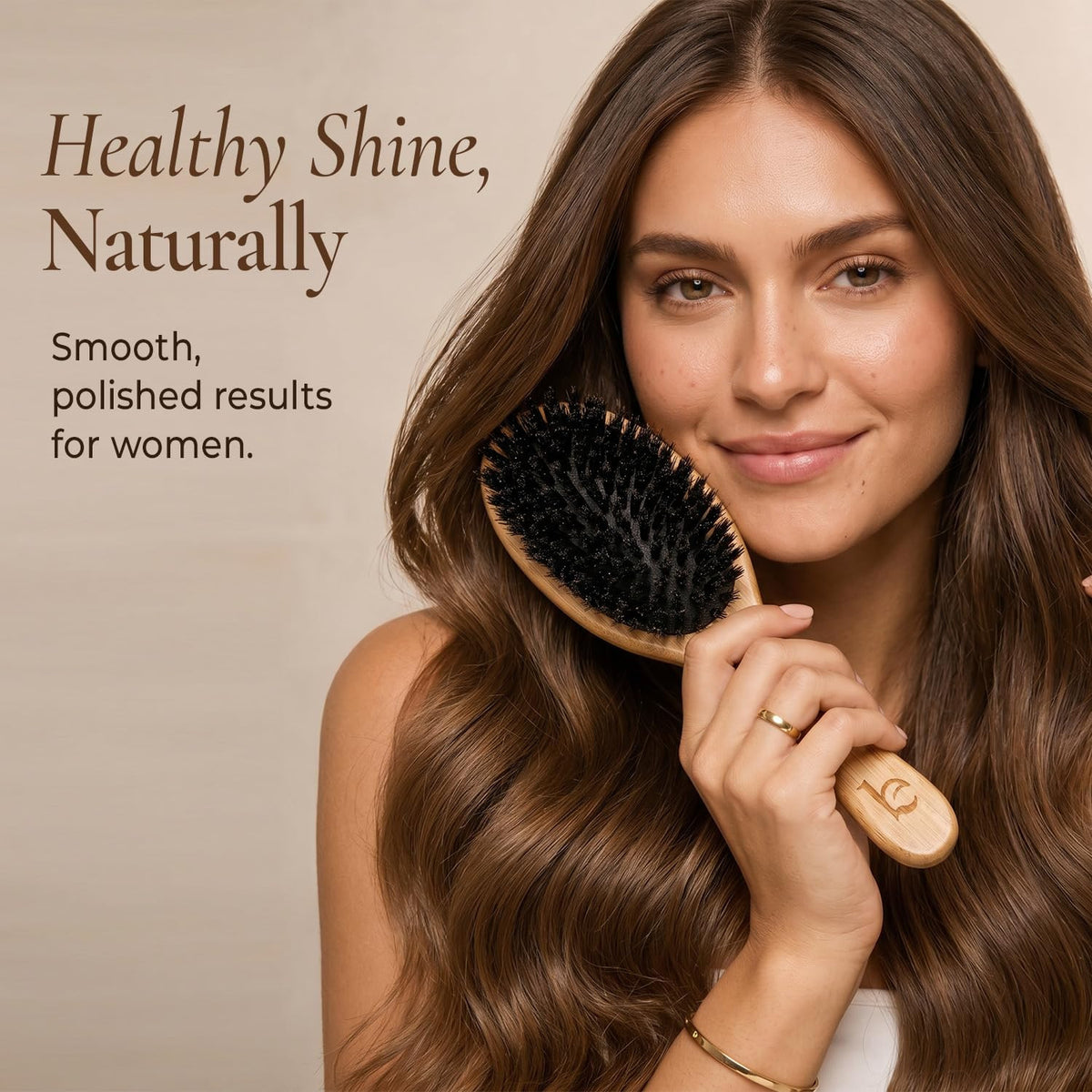 Natural Boar Bristle Hair Brush for Detangling & Frizz Control - Gentle & Eco-Friendly