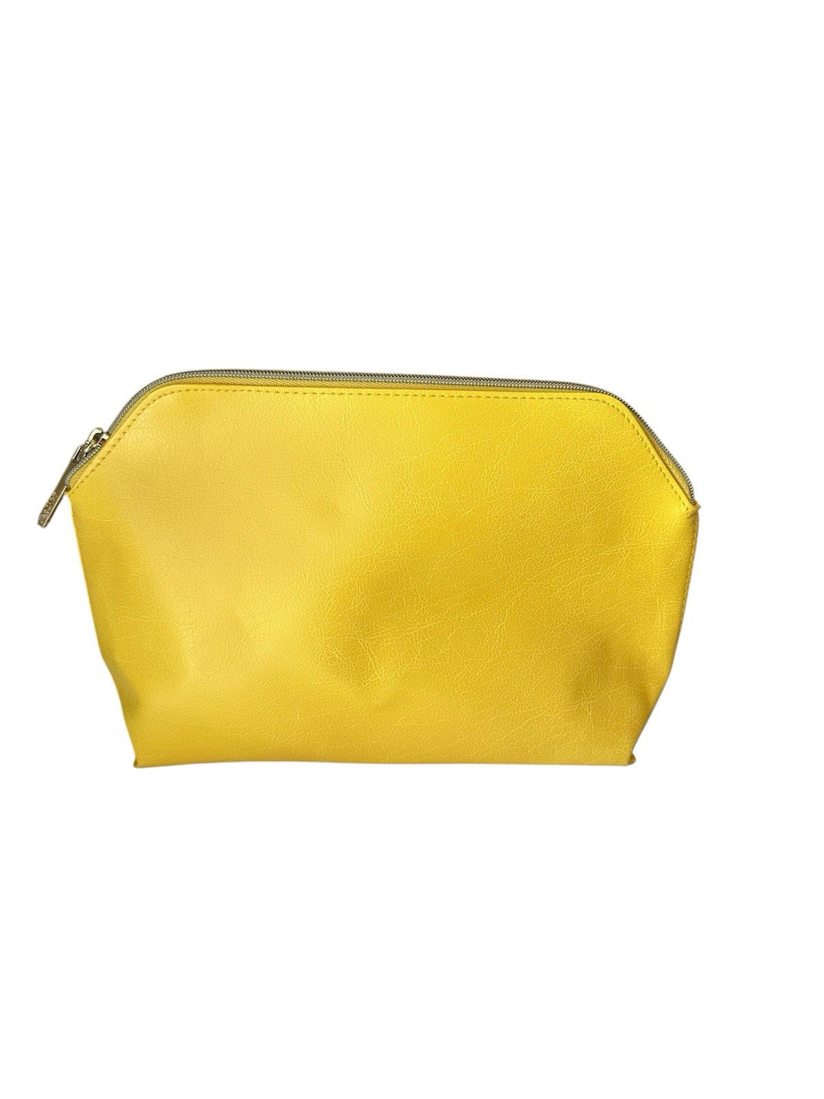 Yellow Faux Leather Makeup Bag - Cosmetic Travel Organizer 7x11