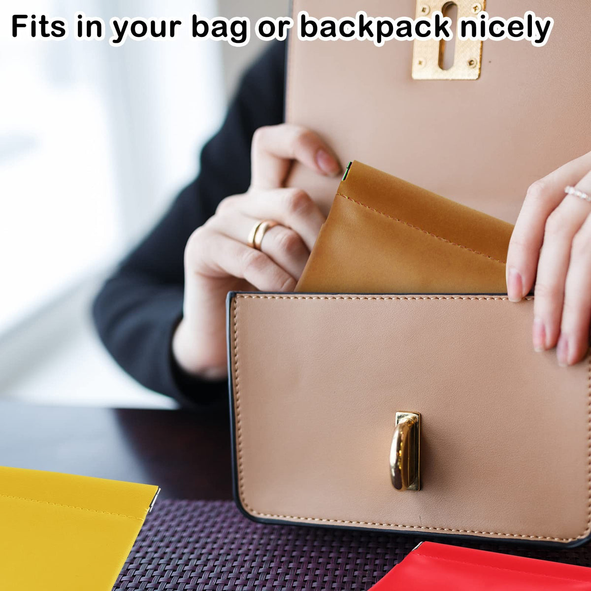 4-Pack Leather Cosmetic Bags Mini Makeup Pouches Portable No Zipper