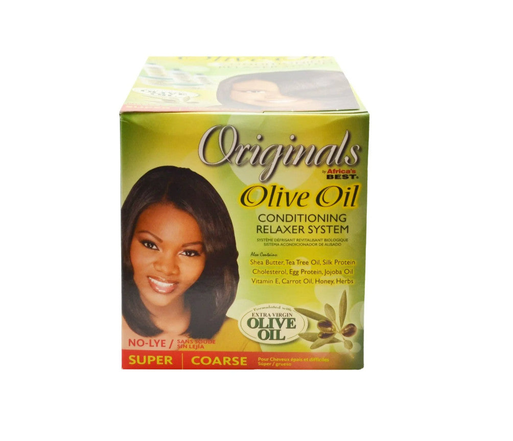 Olive Oil Hair Relaxer Kit for Coarse Hair - No Lye Straightening