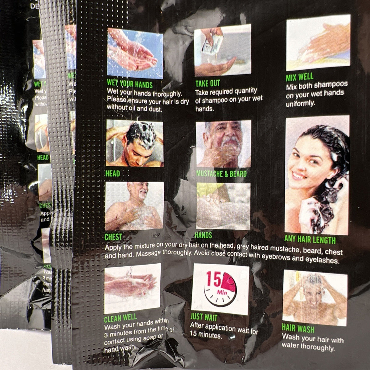 Hair Color Shampoo Base - Black, Single Use Packs (8 Count)