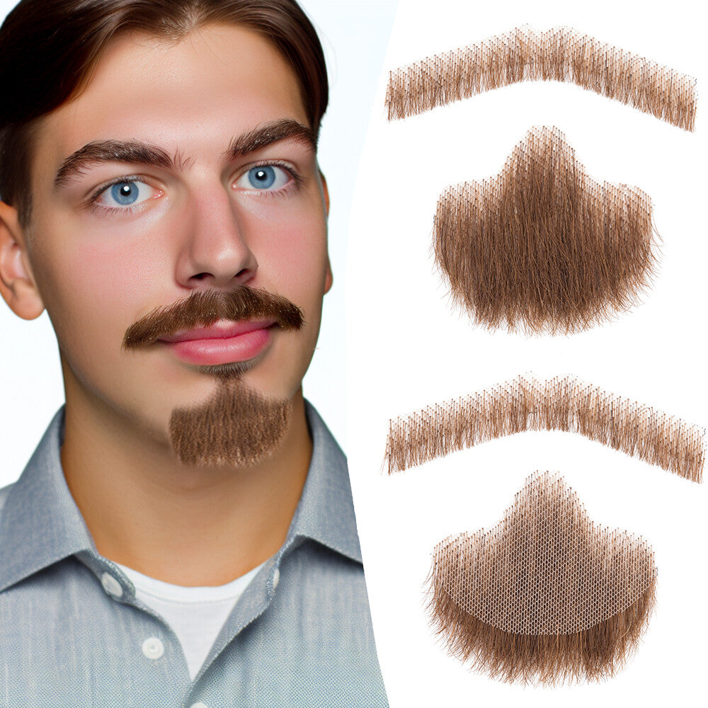Men's Reusable Fake Beard with Real Human Hair - Van Dyke Style, Multiple Colors