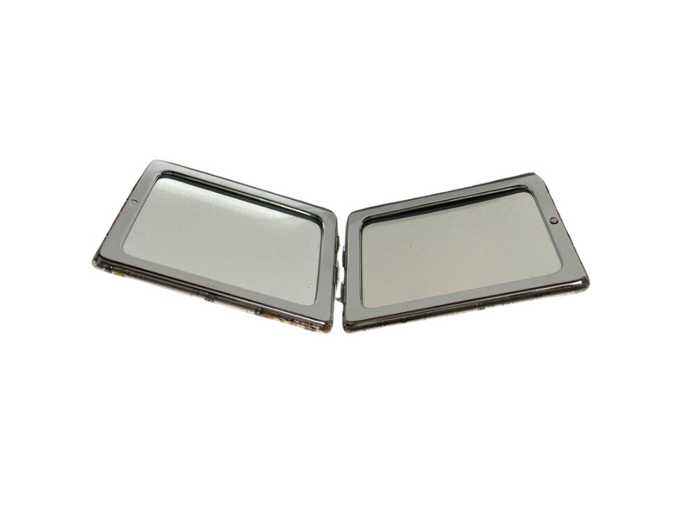 Double Compact Mirror with Crystal Stones - Portable Makeup & Gift