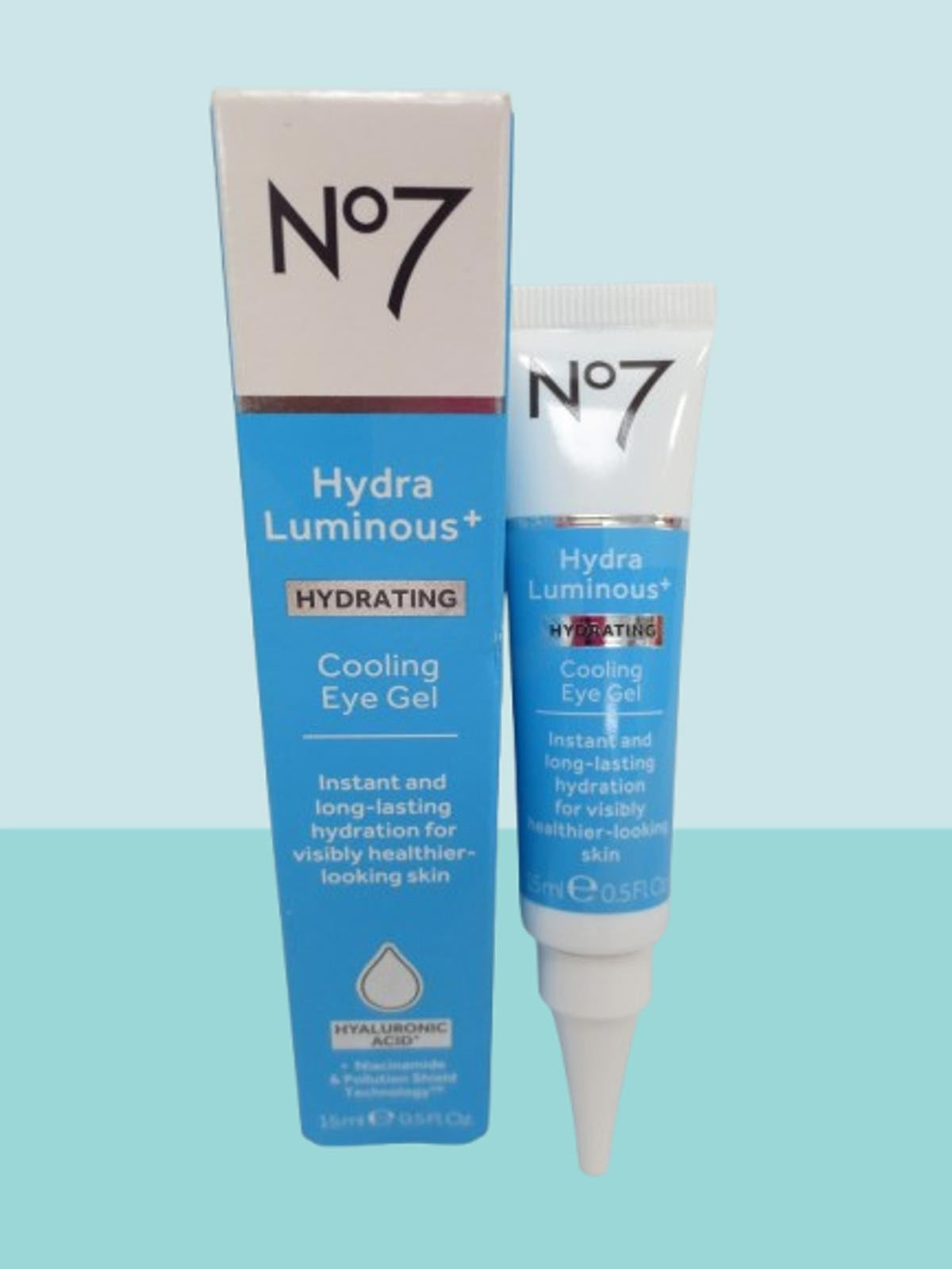 No7 Hydra Luminous Hydrating Cooling Eye Gel - 0.5 oz Boxed Lot of 2