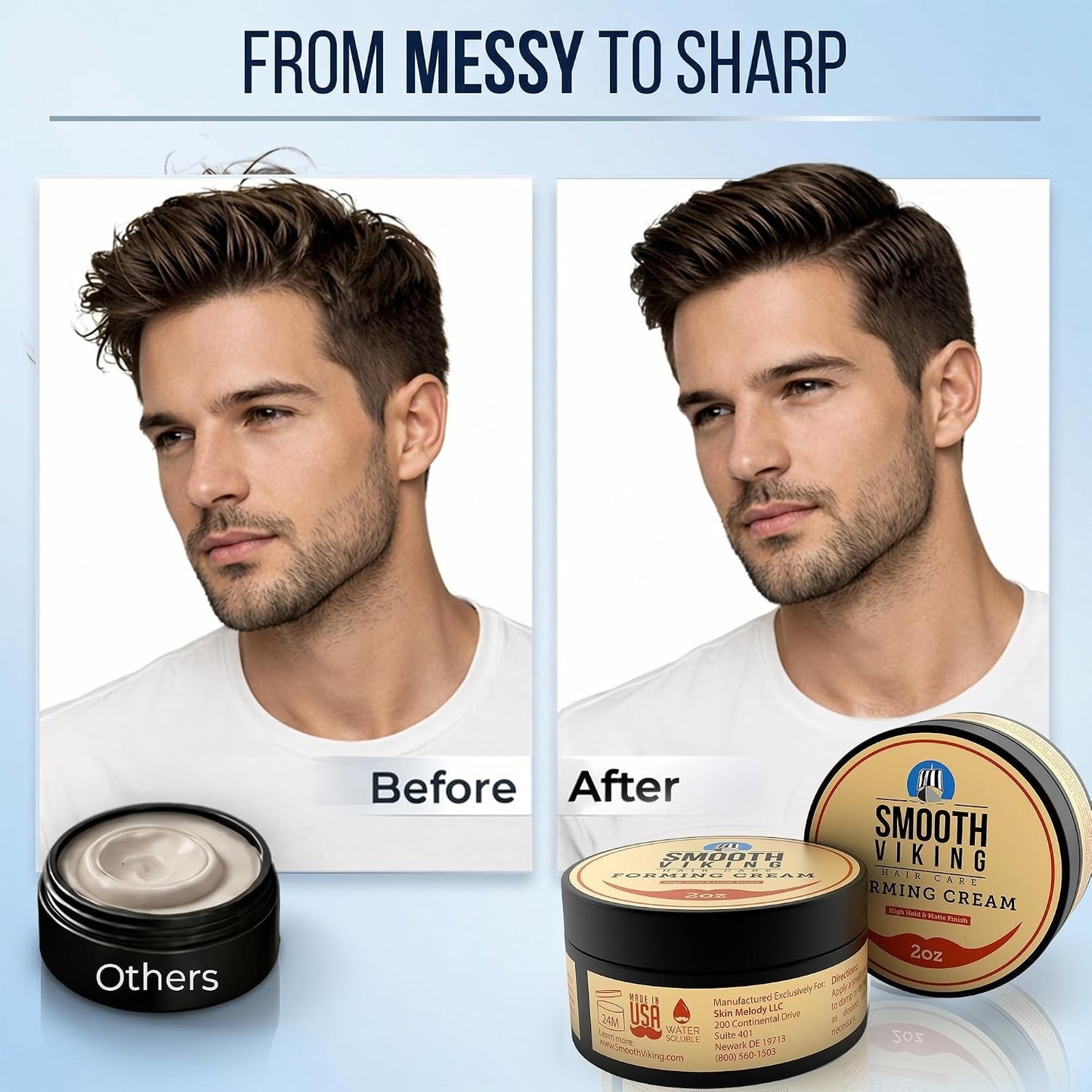 Hydrating Matte Hair Paste - High Hold Men's Styling Cream, 2oz Travel Size