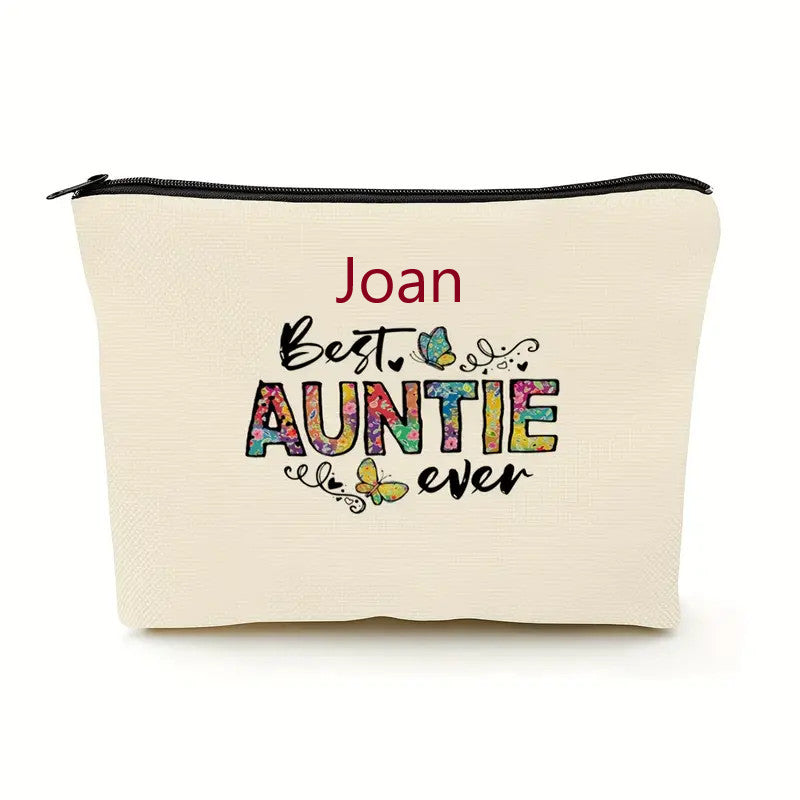 Personalized Auntie Ever Cosmetic Case with Name - Custom Travel Storage